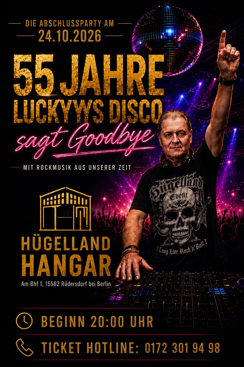 55 Jahre Luckys Disco – Abschlussparty im Hügelland Hangar Rüdersdorf